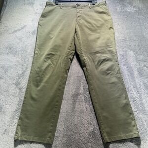 Incotex Slacks Mens Olive Green Chino Pants Straight Leg Cotton Twill‎ Trousers